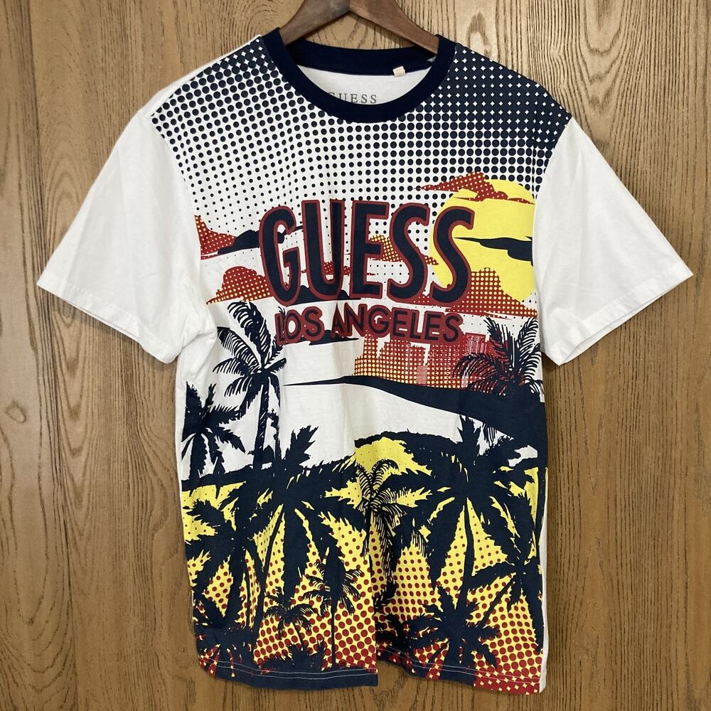 GUESS Los Angeles Cityscape Sunset Graphic Print Multicolor T-Shirt Men's Size L